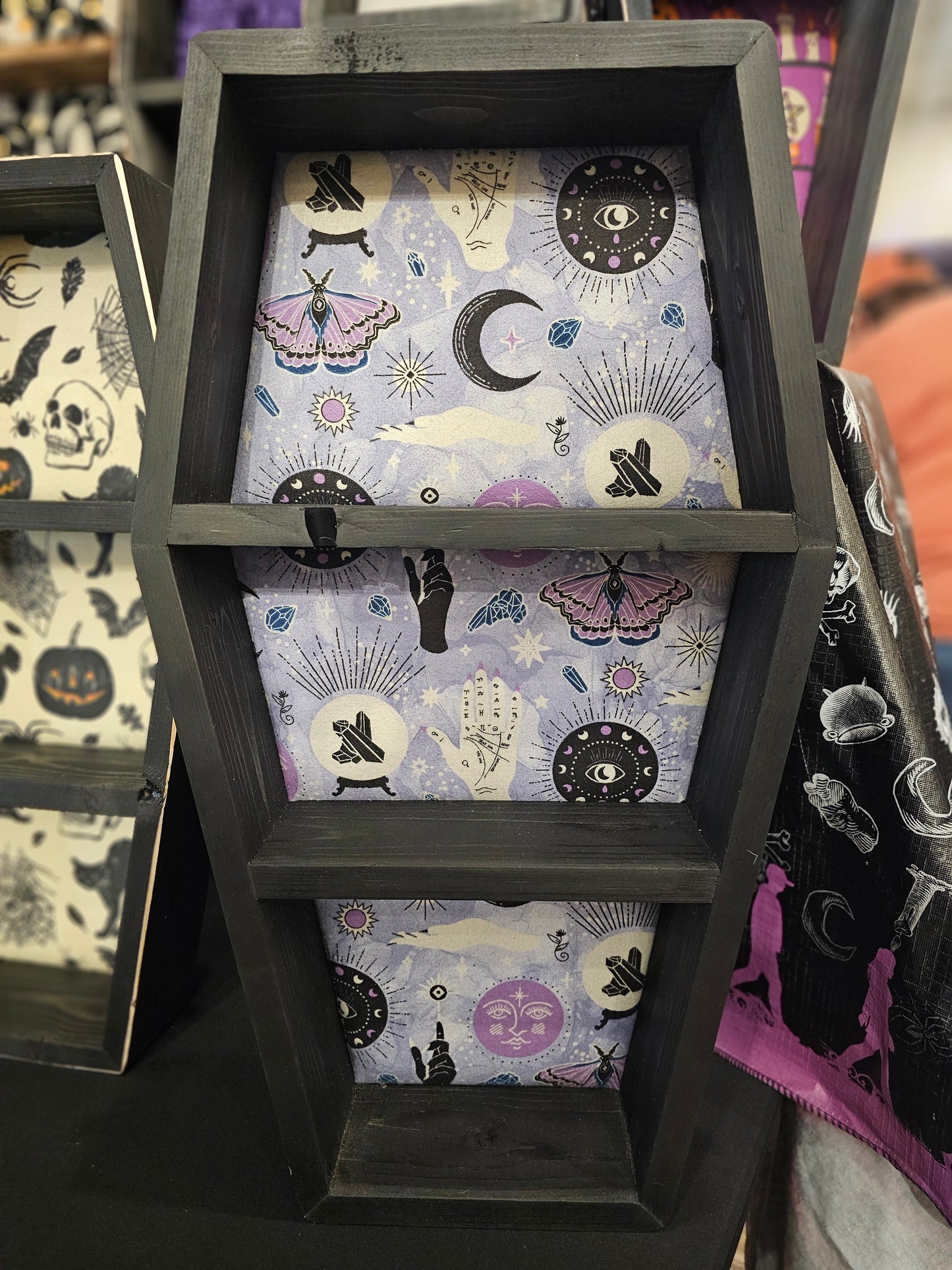 2 ft coffin shelf "Purple Witchy"